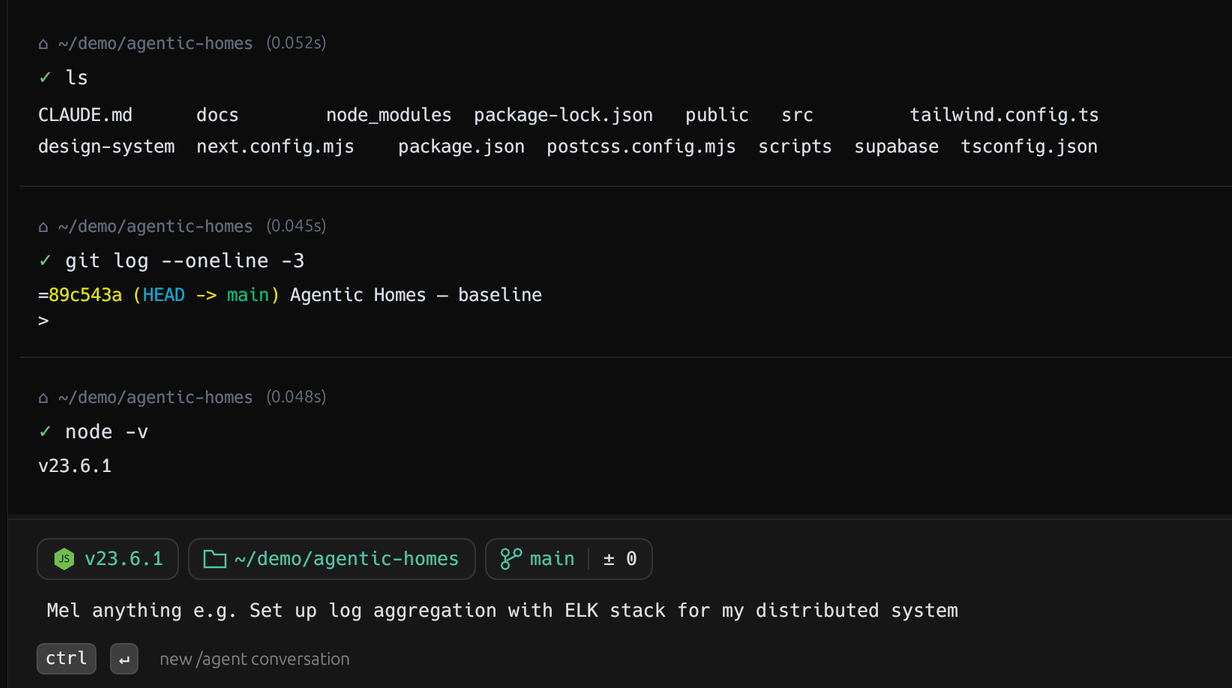 Mel — Terminal in the real app